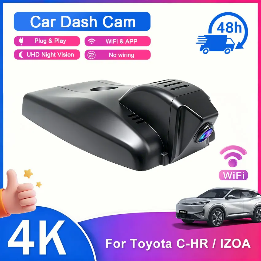 4K WiFi Full HD Car DVR Dash Cam Driving Video Recorder APP Control Loop Recording Night Vision Toyota C-HR 2021-2023