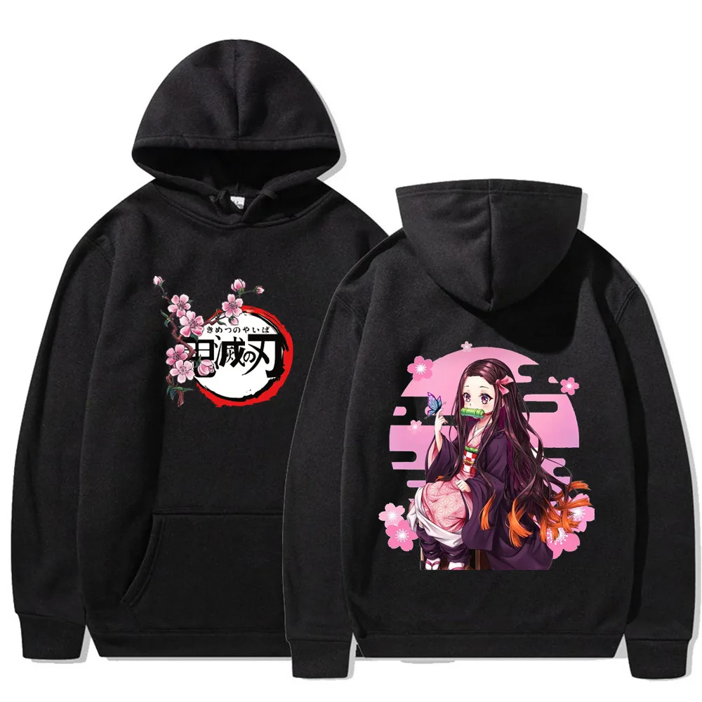 

QWEEK Demon Slayer Anime Kawaii Cute Print Cartoon Hoodies Women 2024 Autumn Fashion Japanese Harajuku Sweatashirt