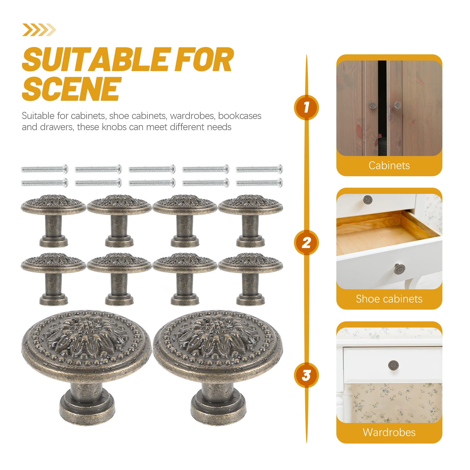 

10 Pcs Bronze Single Hole Drawer Round H European Style Cabinet Door Pulls Knobs Kitchen Wardrobe Furniture Hardware