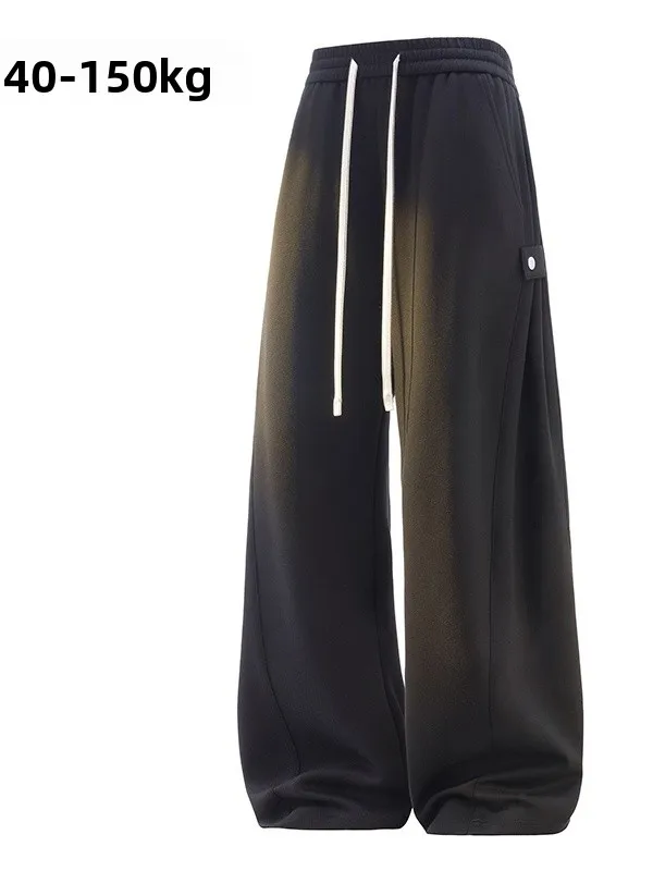 

Очень большие мужские повседневные брюки, прямые брюки, свободный крой, весна-осень, широкие брюки больших размеров, удобные полиэфирные волокна