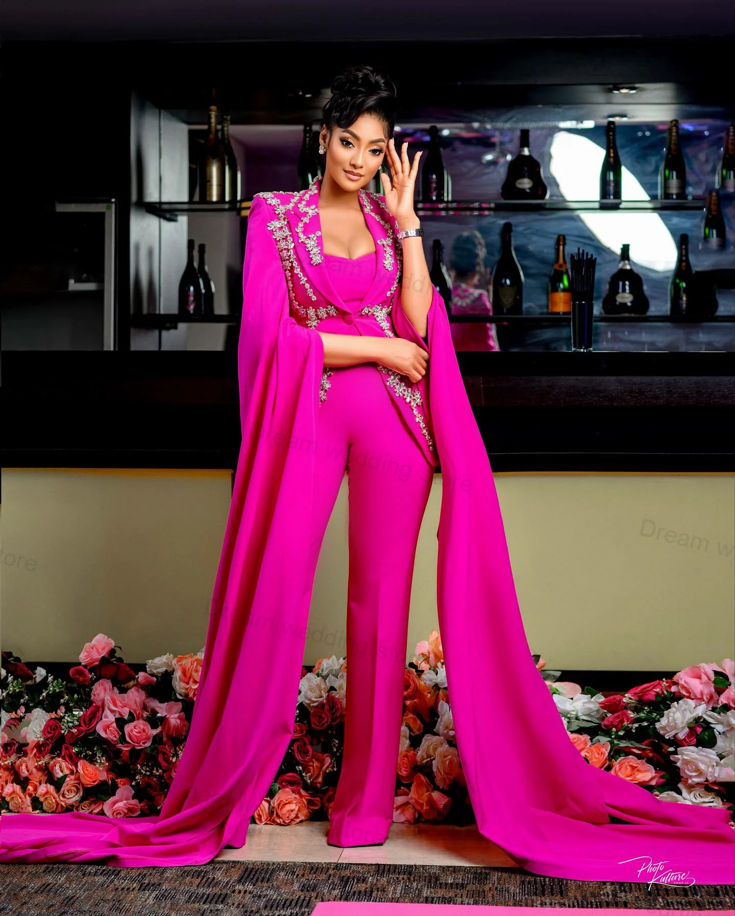 Luxury Women Suits Pants Set 2 Pieces Crystals Wedding Tuxedos Blazer With Long Sleeves+Trousers Prom Party Jacket Customized