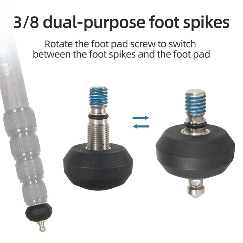 Adjustable Feet Pad 3/8 Screw Foot Spikes Feet Pad With Screw 3/8 Feet Spike For Tripod Monopod Photography