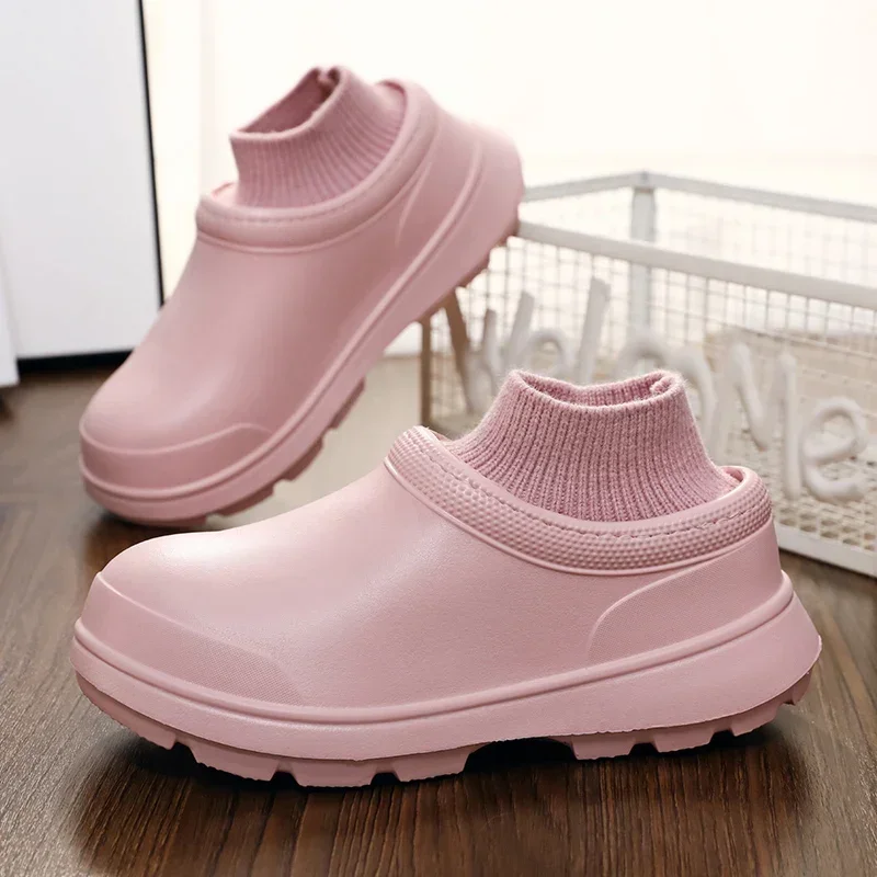 2023 Winter Fur Hotel Kitchen Men Women Non-slip Waterproof Oil-proof Work Cotton Cook Chef Garden Beach Shoes Plus Size 36~45