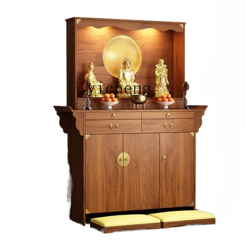 ZC Buddha Shrine New Chinese Style Clothes Closet Buddha Cabinet God of Wealth Altar Buddha Shrine Worship Table Tribute Table