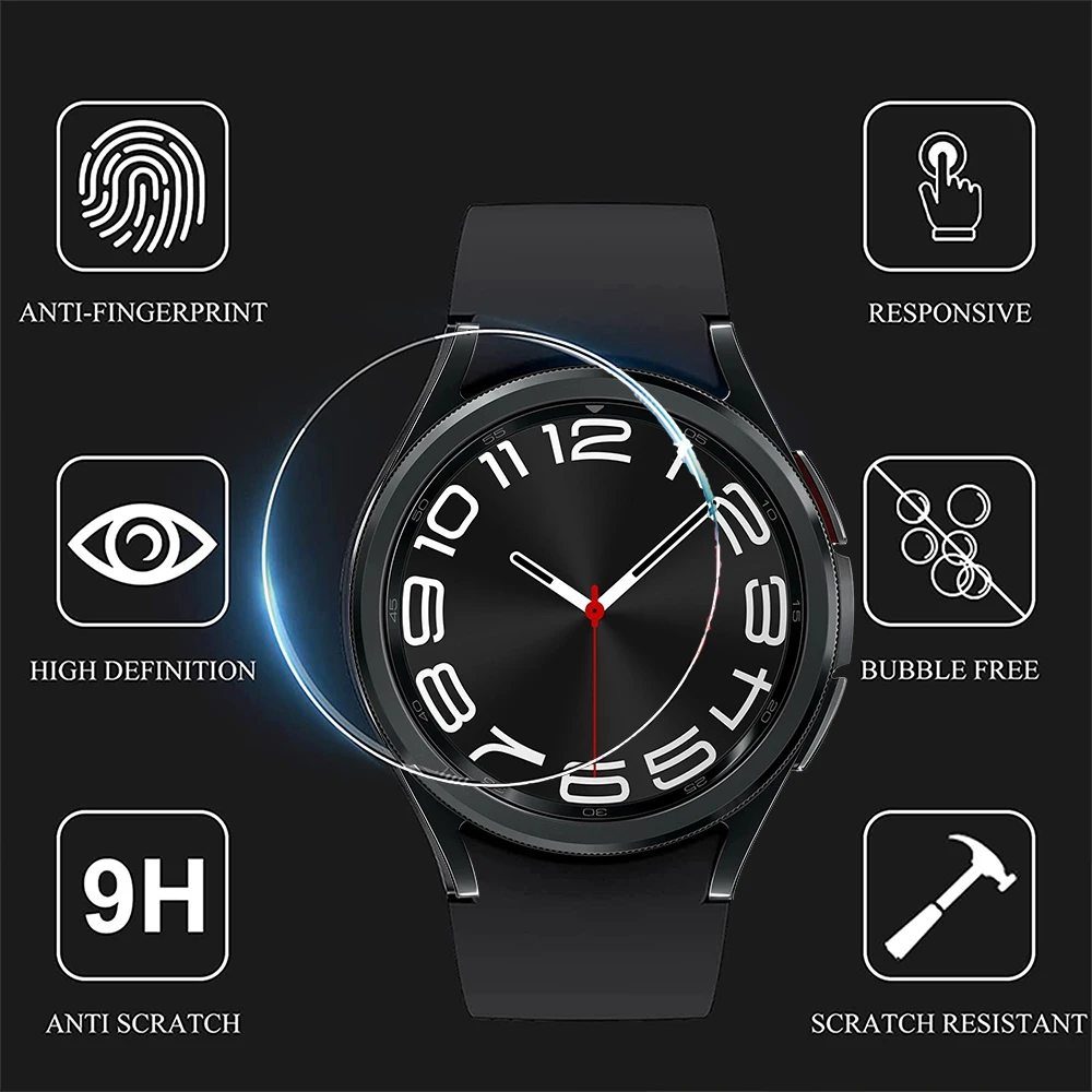 Verre trempé pour Samsung Galaxy Watch 4 5 6 40mm 44mm classique 43mm 47mm Films de protection d'écran anti-rayures anti-empreintes digitales