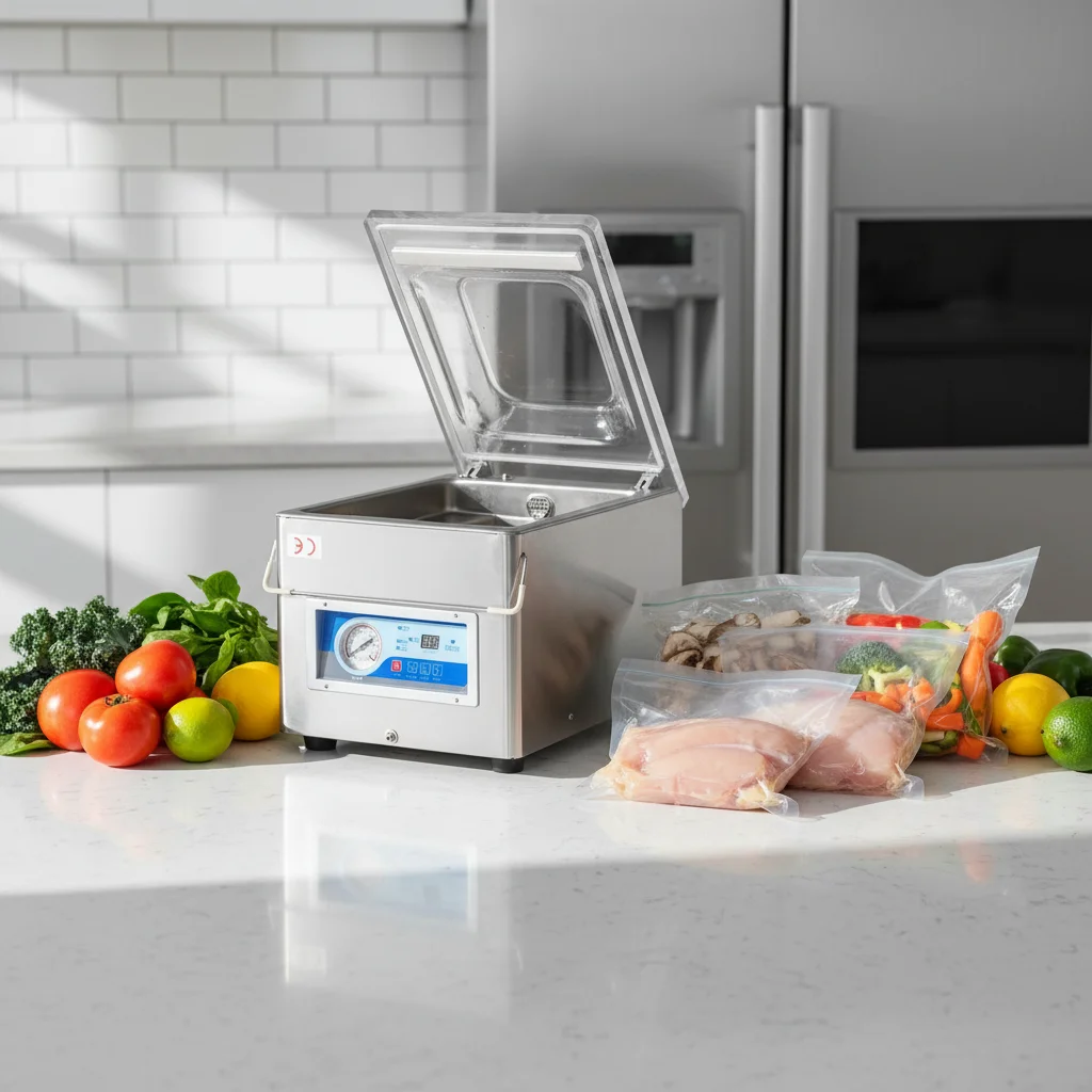 

Вакуумный упаковщик DUOQI DZ-260 220В промышленный настольный для пищевых продуктов, для вакуумной упаковки в пластиковые пакеты