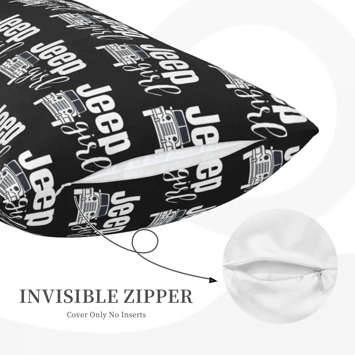 Jeep Girl Rectangle Pillowcase Cushion Cover Decorative Bedroom Bed Home Comfort Throw Pillow