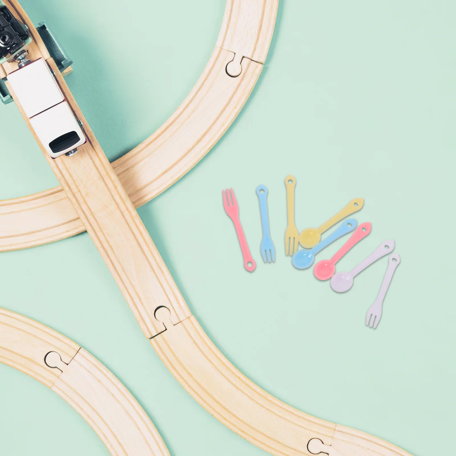 40 conjunto de utensílios de mesa em miniatura coloridos minúsculos mini garfos colheres mini acessórios de cozinha pequenos utensílios de servir