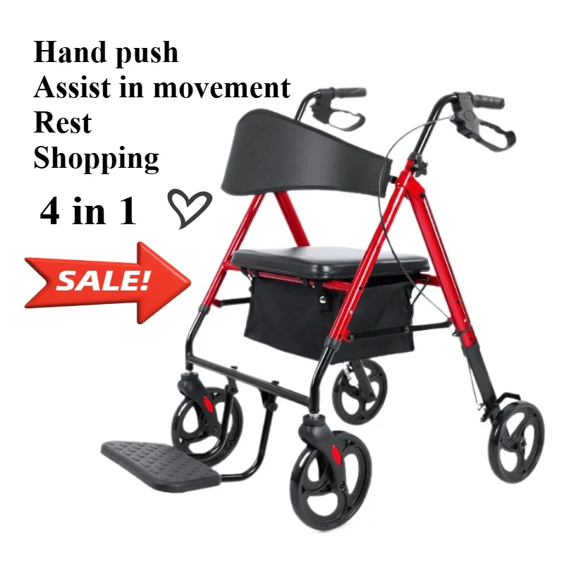 4 in 1 stick  for the elderly walker for the elderly anti-fall assistance artifact rehabilitation walking can take a trolley