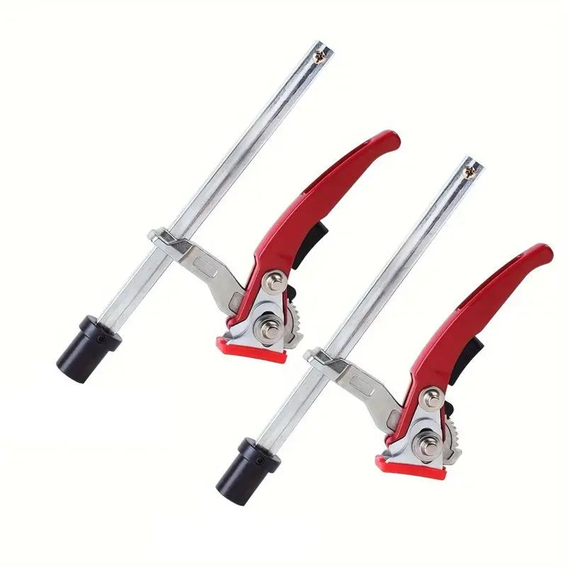 AA94-2Pcs Desktop Dog Hole Fixing Clamp, Adjustable Steel Table Clamp For Woodworking Workbench Fixing Ratchet F Clamp