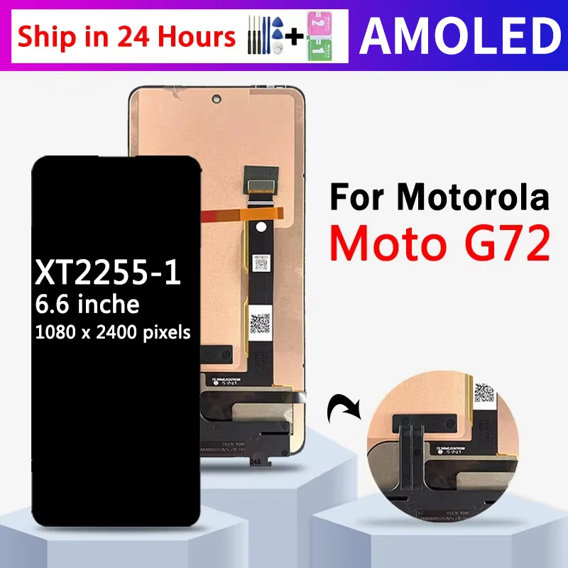 

6.6“New For Motorola G72 LCD XT2255-1 Display Touch Screen Digitizer Assembly Replacement For Moto G72 Display With Fingerprint