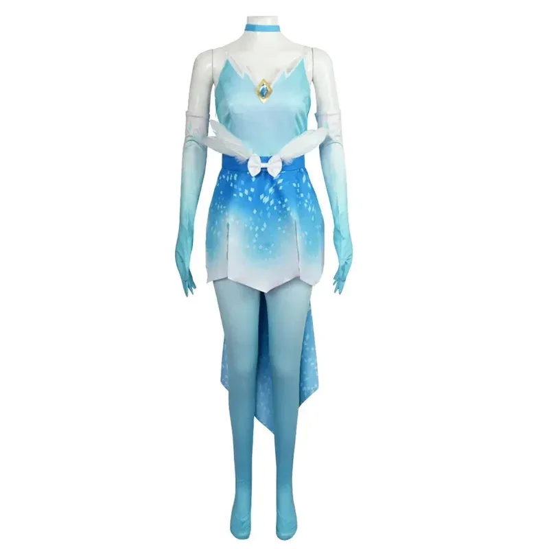 

Костюм принцессы Showtime для косплея, синее платье, носки, перчатки, комплект аксессуаров для пояса, ледяной персик, костюм для ролевых игр, Хэллоуин; 3'v,6.h;