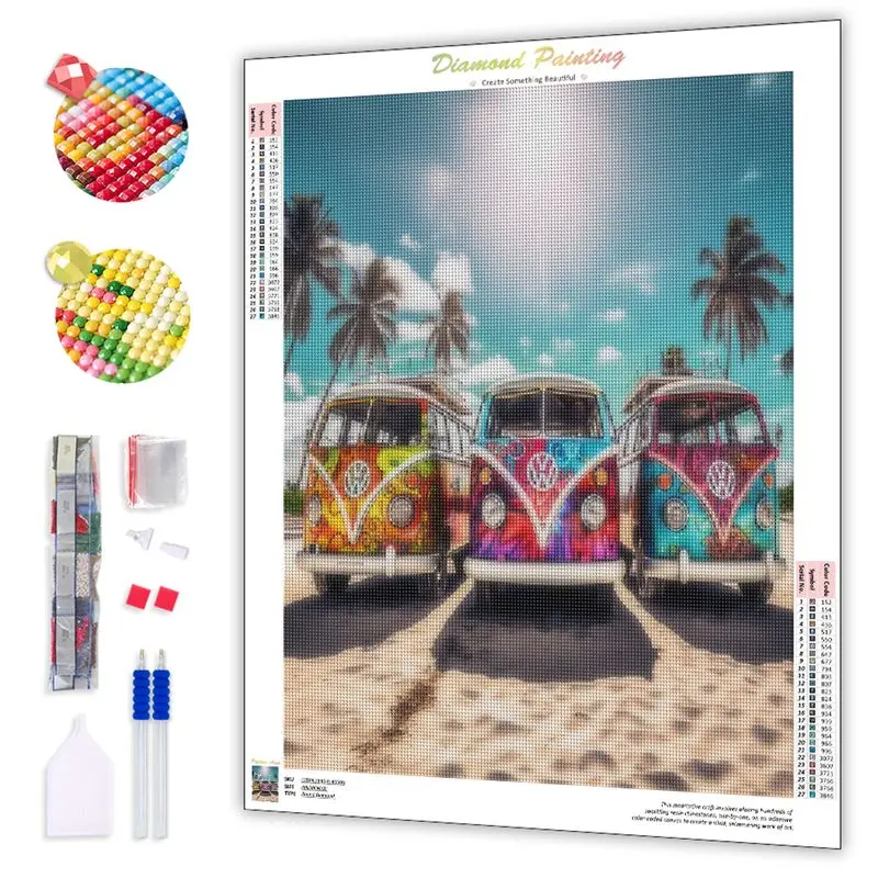 CHENISTORY Diamond Mosaic ricamo Beach Bus Scenery 5D DIY Diamond Art Painting Paintings per la decorazione d\'interni per la casa