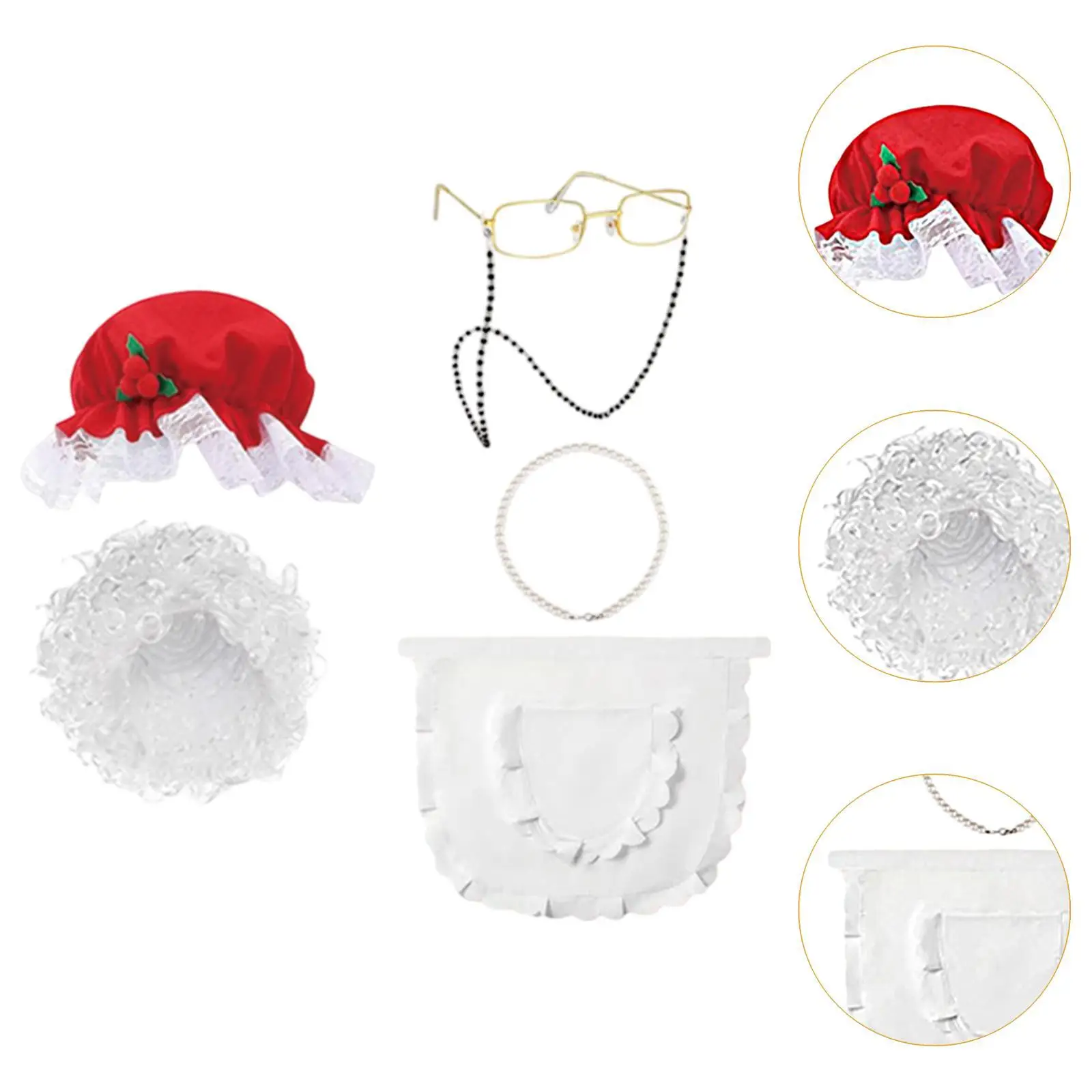 Sra papai noel peruca sra noel conjunto de fantasia: engraçado vestir-se peruca de cabelo encaracolado com óculos para férias role play festa cosplay