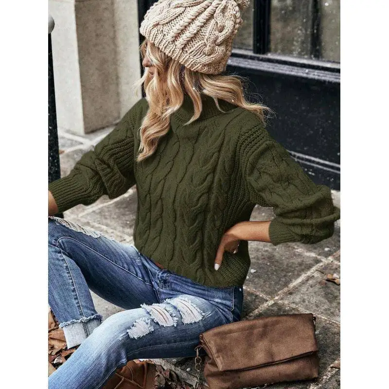 Turtleneck Sweater Knitted Twist Neck Design Women's Fashion Inner Wear Ultra Thin Winter Season Regular Fit Fly Sleeve Style