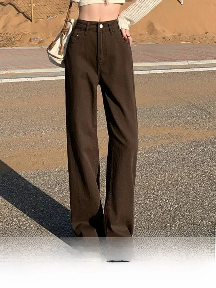 plus Size American Sle Women's Thiened Denim Pants Autumn Winter New Sle Slimming Drapey Wide Leg Long Trousers