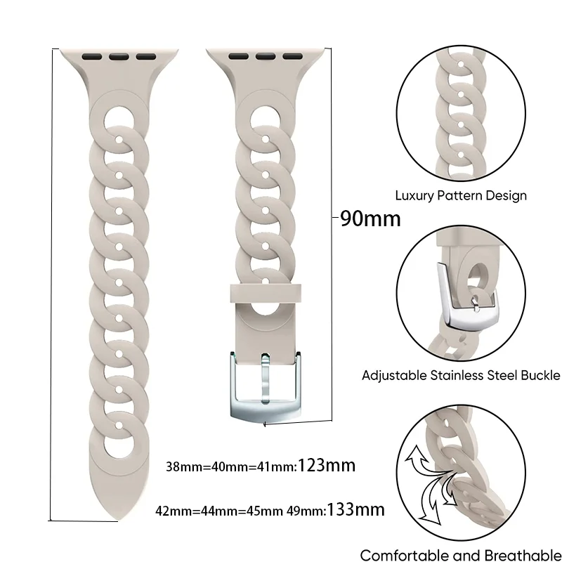 애플 워치 밴드용 실리콘 스트랩, 고어멧 팔찌, 아이워치 시리즈 7, 6, 5, 4, 3, 8 울트라, 44mm, 40mm, 45mm, 49mm, 41mm, 38mm 액세서리