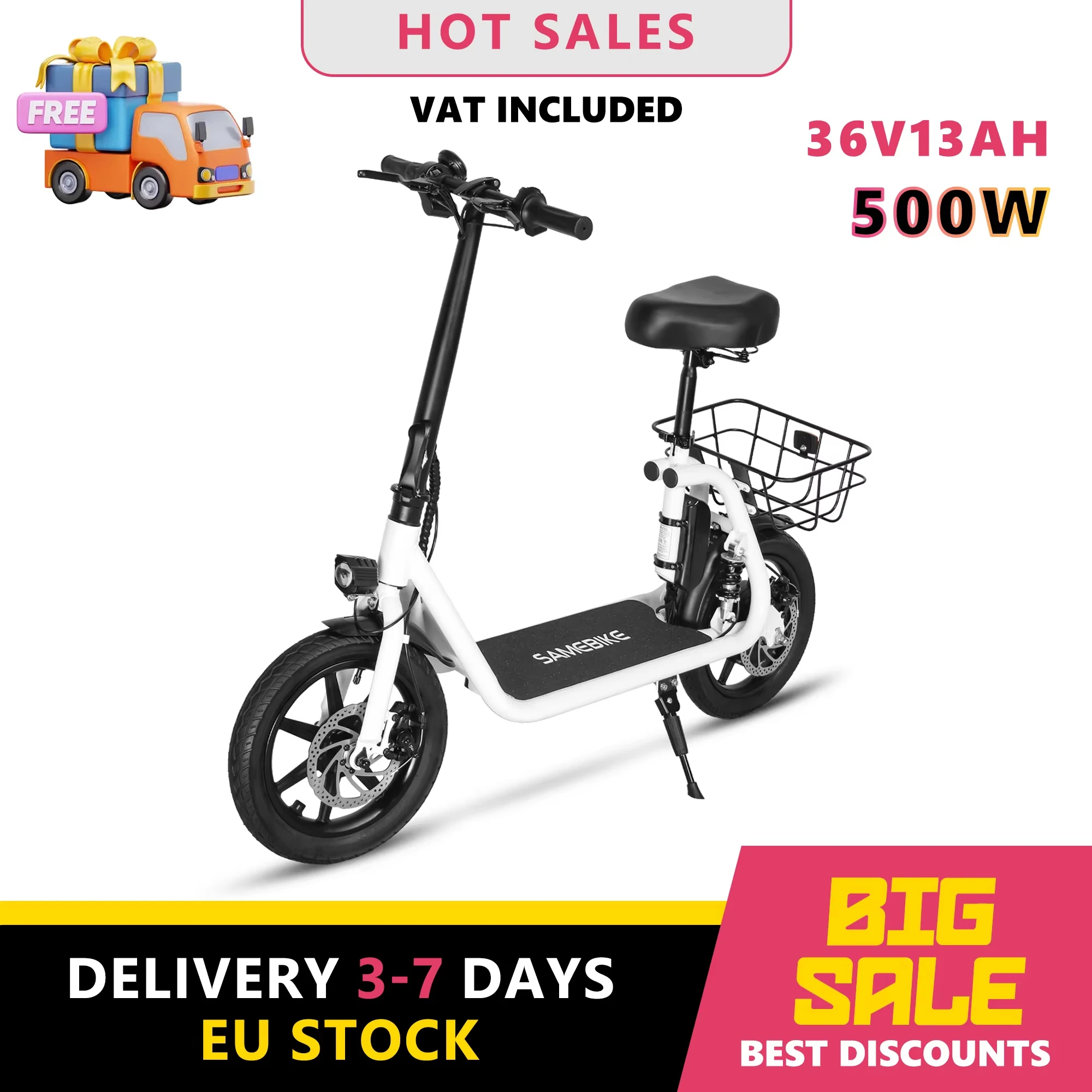 

Пригородный электрический велосипед 500 Вт, 36 В, 13 Ач, литиевая батарея, 14 дюймов, транспортный велосипед, удобные сиденья, электронный велосипед, транспортный город