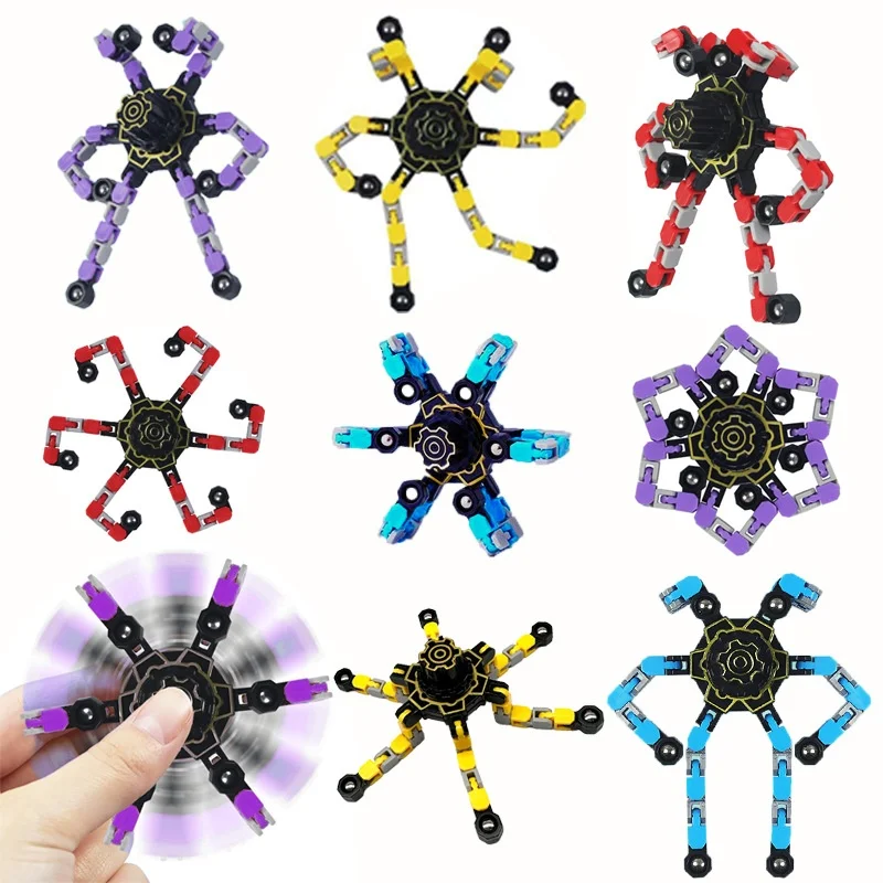 4/7/15/16PCS Transform Fidget toy, children's rotating chain fingertip gyroscope, finger rotator for children's pressure release