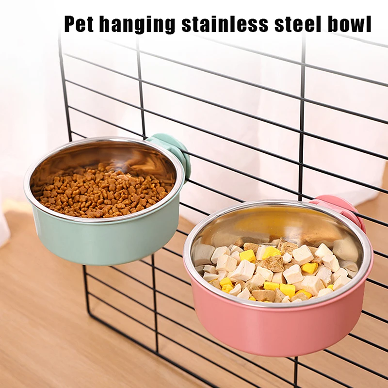 1PC Anti-Tipping Fixed Hanging Dog Bowl Dog Cage Stainless Steel Drinking Bowl Pet Bowl Pet Supplies