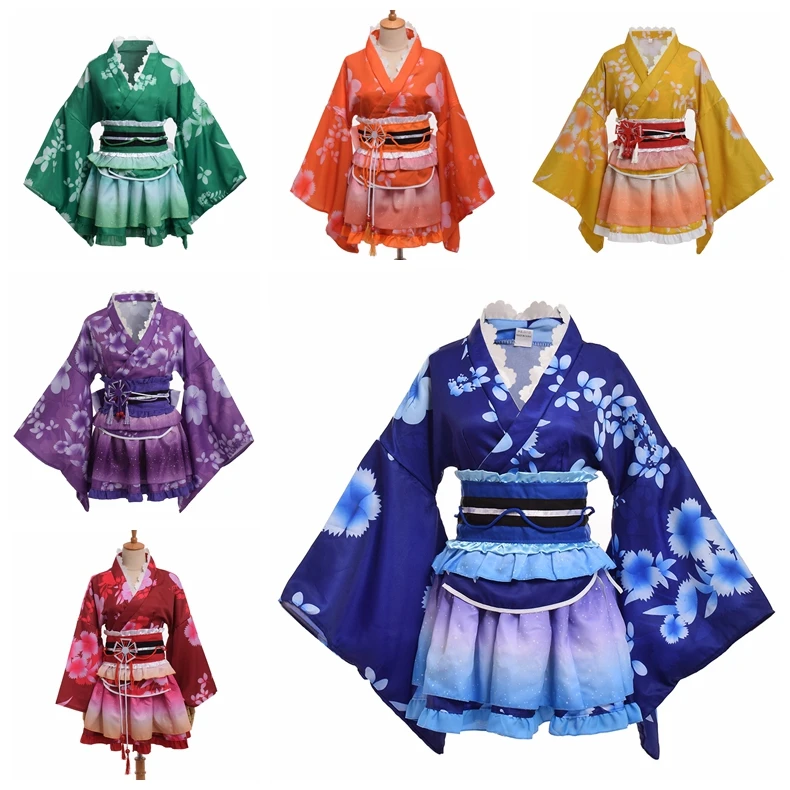 

Japanese Anime Cosplay Costume Dress Girls Yukata Robe