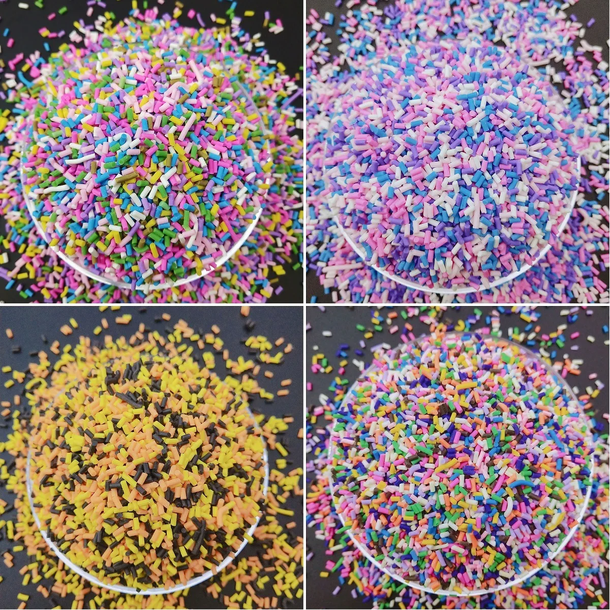 50g/lot Mix Colourful Cylindrical strip Candy Polymer Clay Slices Sprinkles for DIY Nail Arts Kids Toys And Slime Filling 1-3mm