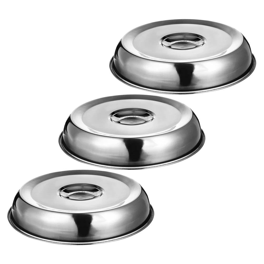 

3Pcs Stainless Steel Food Cover Kitchen Dome Vegetable Steak BBQ Fresh Keeping Covers Dining Table Accessories