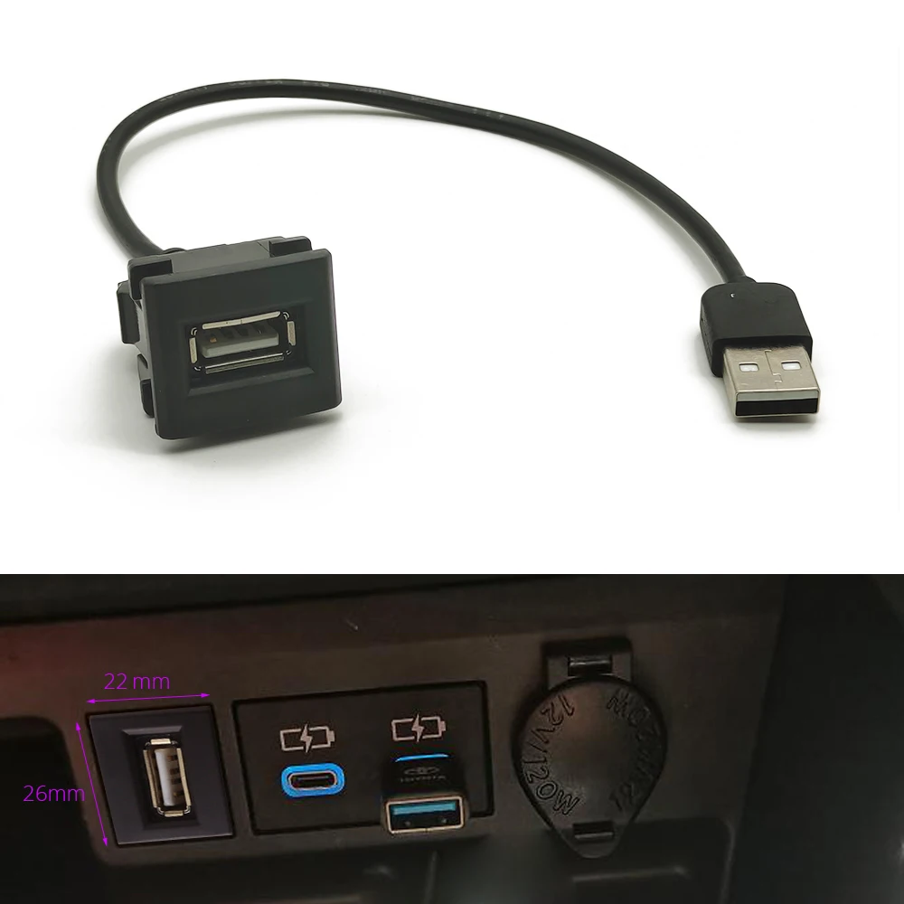 Car USB Extension Cord Socket Connector Port Interface Adapter For Toyota Cross ALTIS AURIS CAMRY RAV4 2019 Accessories