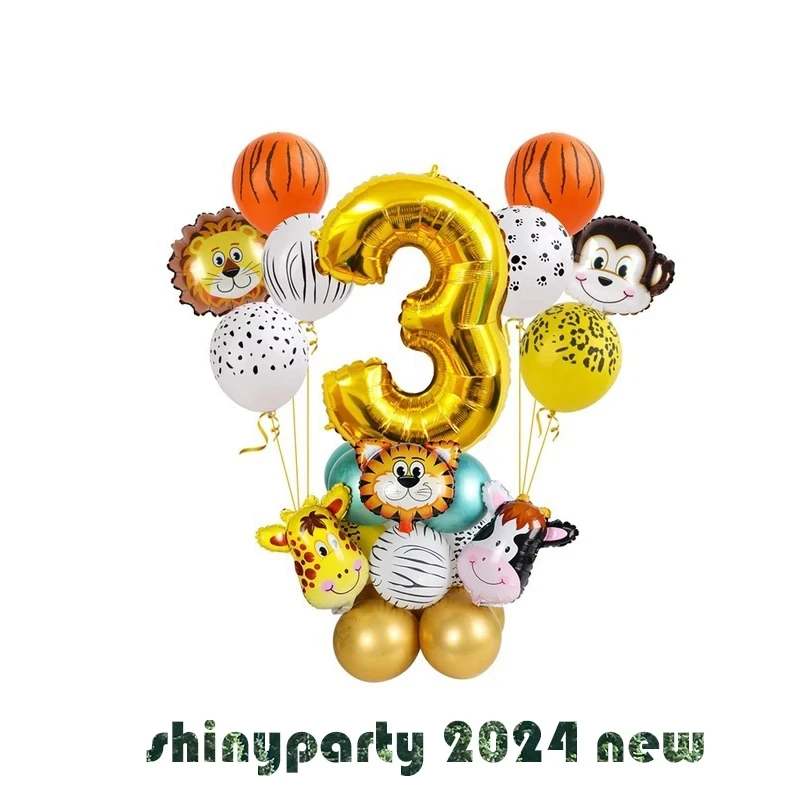 NEW Cartoon Animal Balloon Set Combination Boy Girl Baby Birthday Party Decoration Anniversary Aluminum Foil Digital Balloons