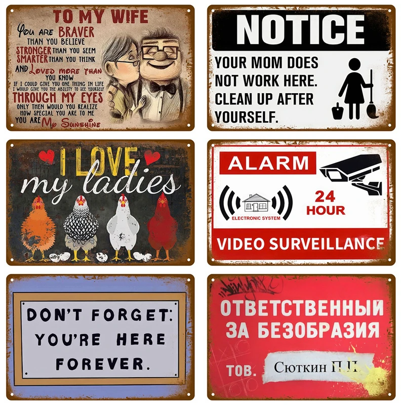 Retro Plates Tin Sign Poster Man Cave Metal Sign Room Vintage Metal Plate Home Decoration Luxury Wall Decor Items Art Mural Bar