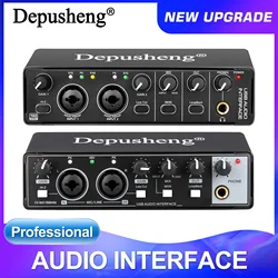 Audio Interface Depusheng MD22 USB 3.0 Sound Card with Monitoring Electric Guitar Live Recording For Studio Singing Micro
