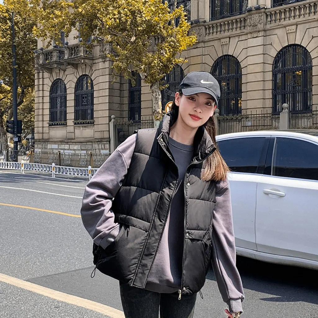 

Women's Short down Cotton Vest Spring Autumn Loose Korean Style Outerwear Jacket Casual Warm Top