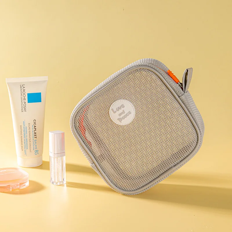 Travel Beach Toiletry Bag, Outdoor Lightweight Bag, Hand-held Grid Storage Bag, Portable Lipstick Cosmetic Bag