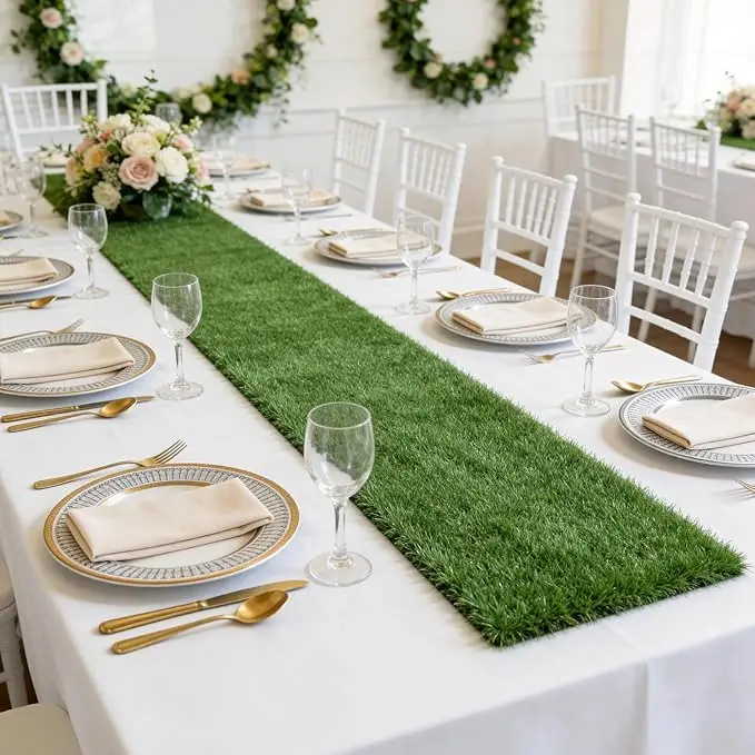 4-Pack Artificial Grass Table Runner,Realistic Faux Turf Decor, 30*90cm ,Indoor Outdoor Rug for Easter Spring Party Centerpiece