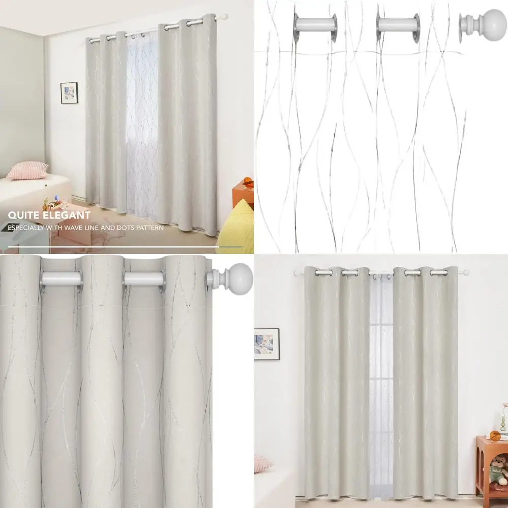 

Thermal Insulated Blackout Curtains with Silver Dots, 38x84, Set of 2 for Living Spaces