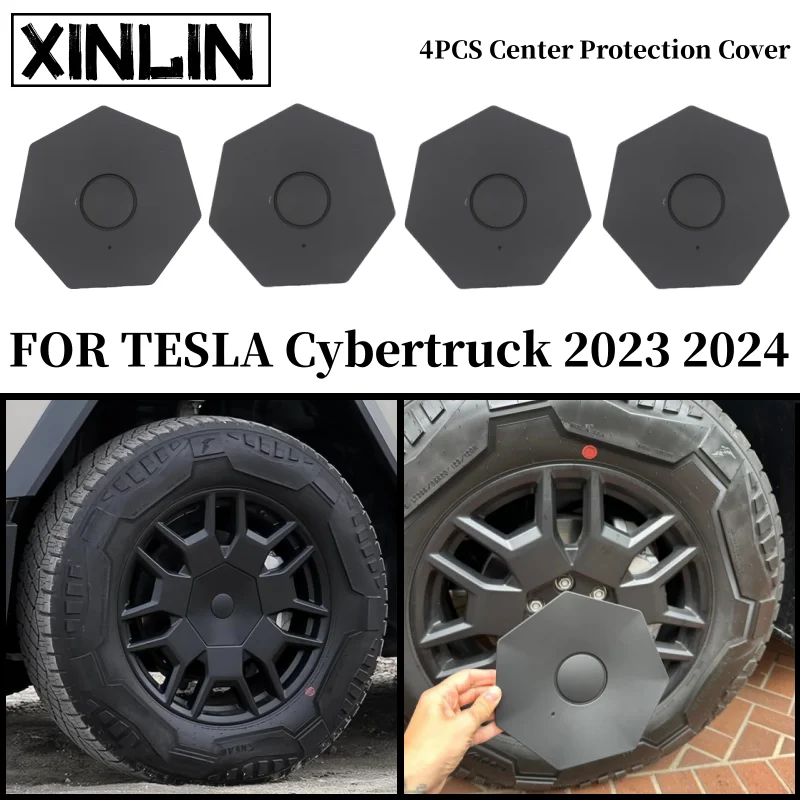 4PCS Wheel Hub Caps Center Protection Cover For Tesla Cybertruck 2024 Hubcap Performance Replacement Full Rim Cover Accessories