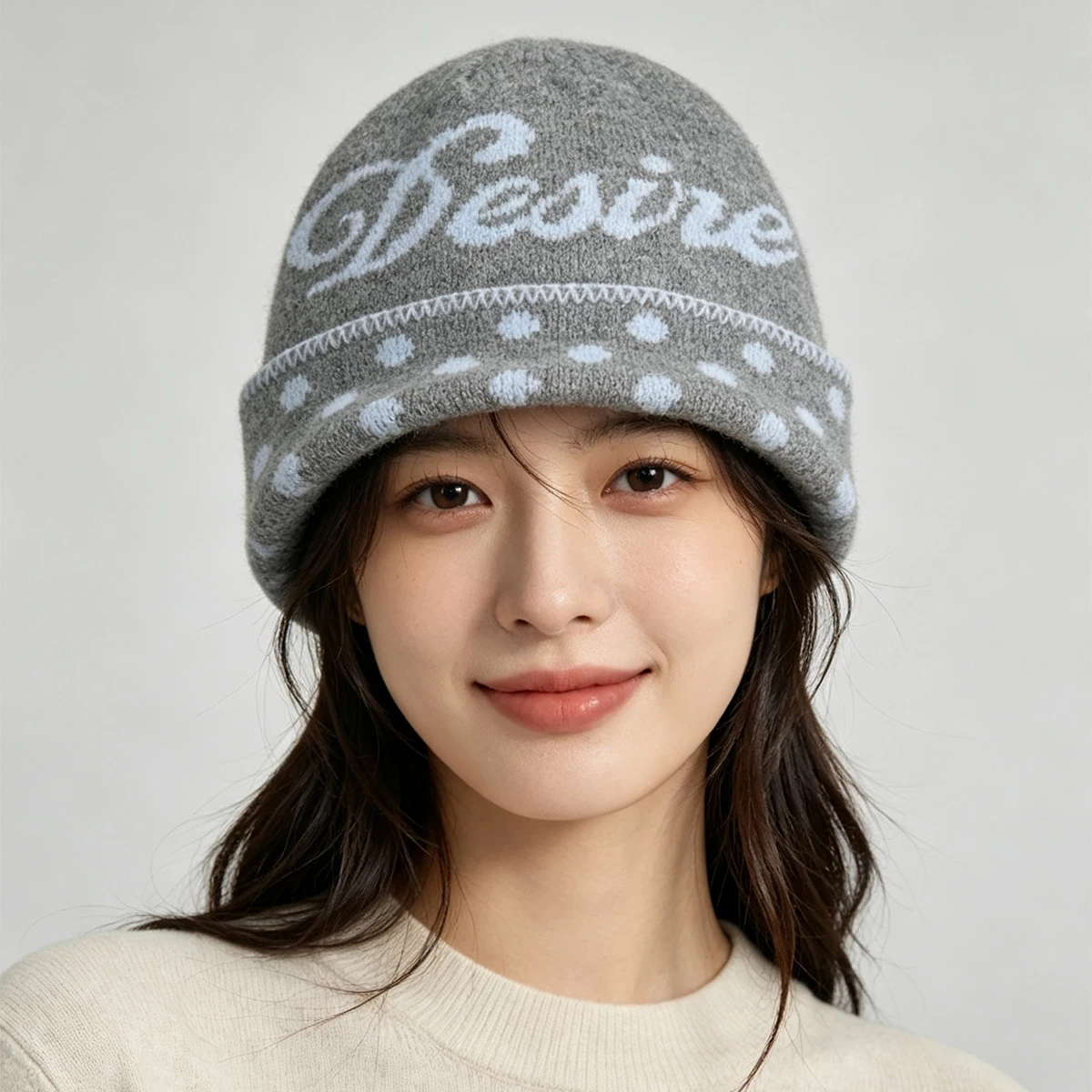 American Retro Jacquard Letters Knitted Hats New Men Women Warm Polka Dot Fashion Color Block Outdoor Versatile Personal Beanies 3