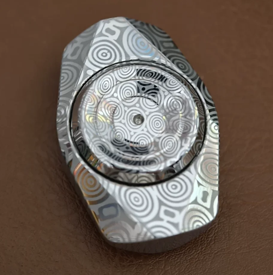 Used EDC Hibernating Goose Rubble Slim damascus fidget spinner metal decompression toy