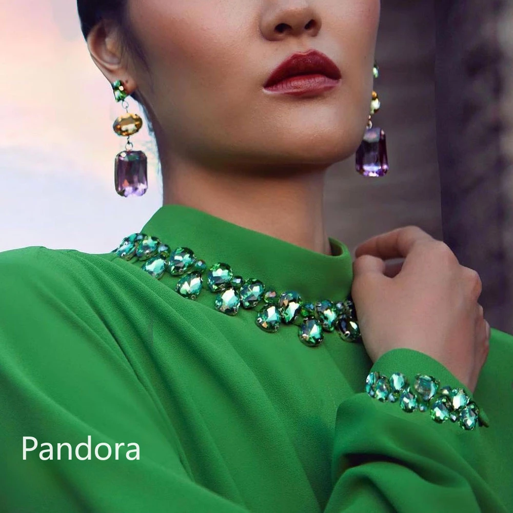 PANDORA เดรสงานพรอมคอสูงสำหรับผู้หญิงเดรสยาวถึงพื้นชุดราตรีออกงานวันเกิดงานแต่งงาน