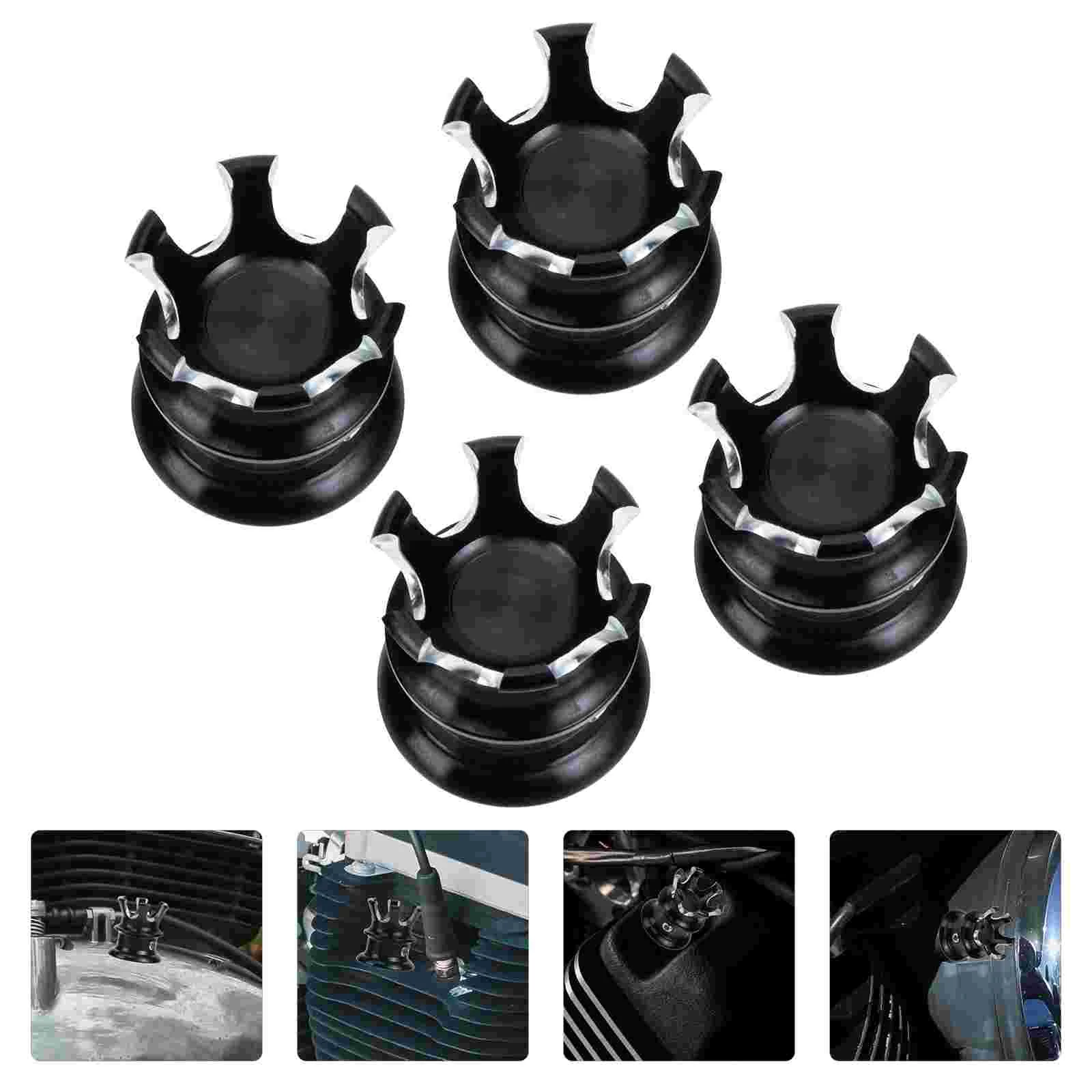 

4 Pcs Motorcycle Screw Cap Motorbike Accessories Replacement Nut Caps Front Axle Covers Black