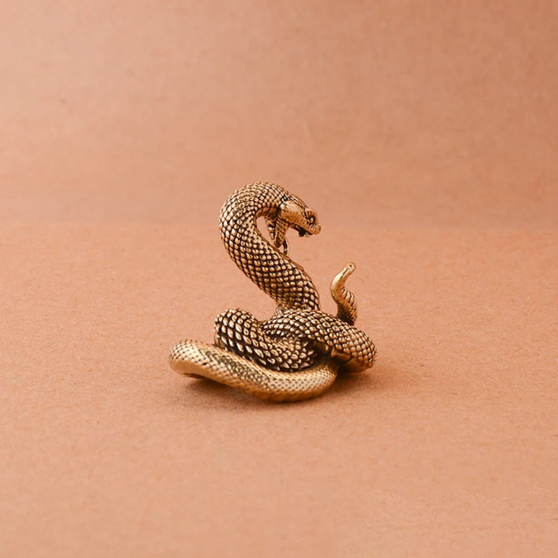Mini serpiente de latón y cobre, figuritas de decoración de bronce antiguo para decoración Interior, adorno de escritorio, estatua en miniatura de cobre puro