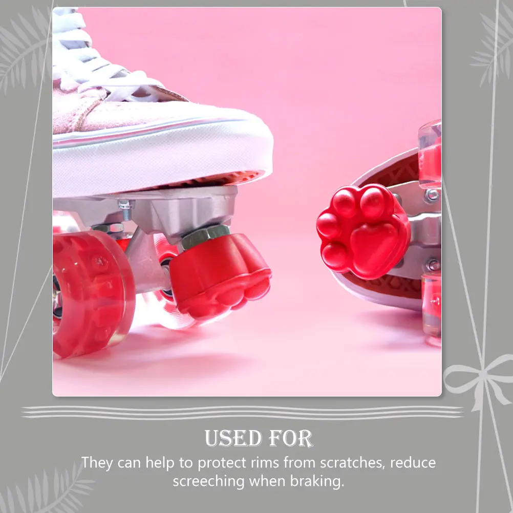 2pcs Roller Skate Brake Wear Resistant Non Easy Install Skating Stoppers Toe Guards Rubber Double Row Skates