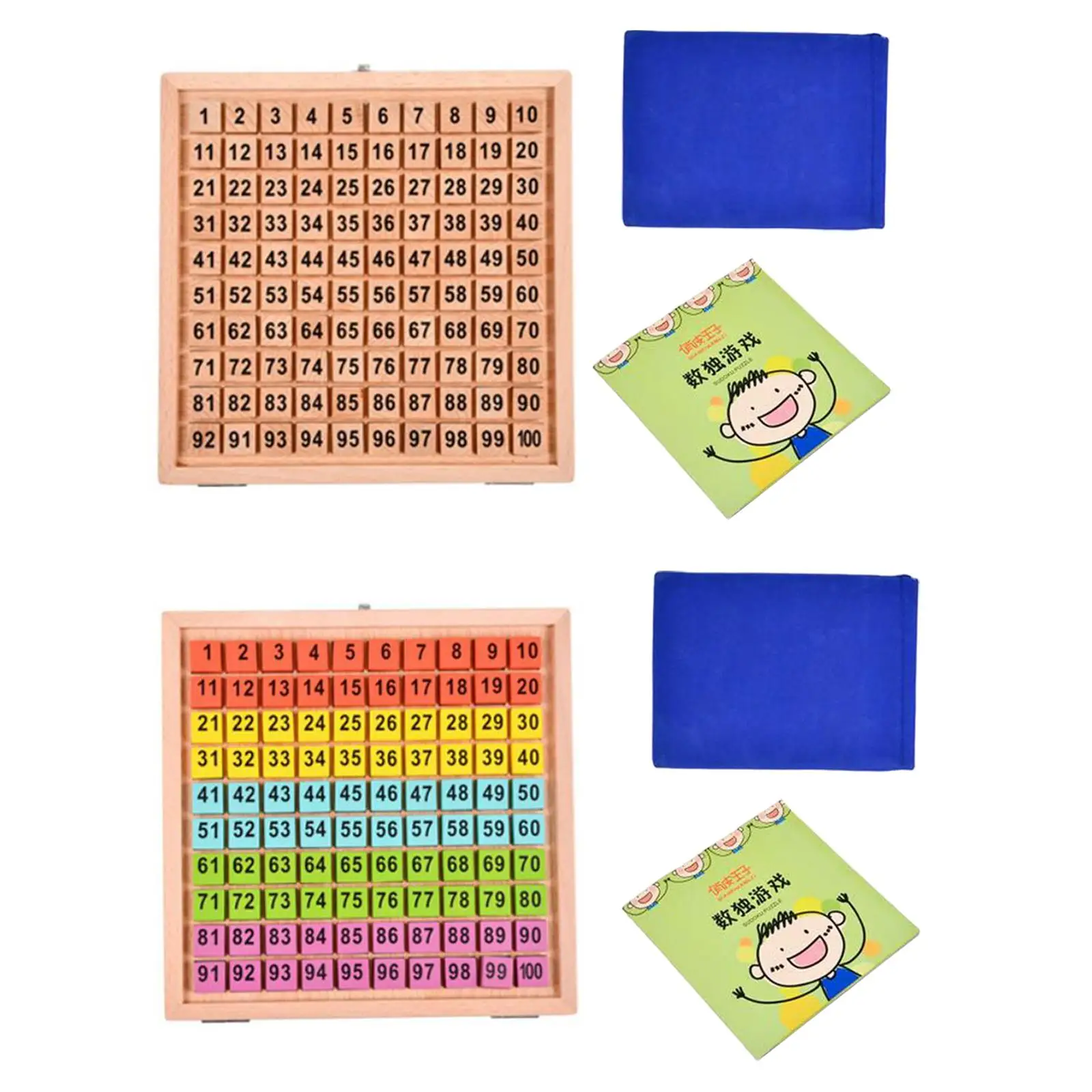 1-100 Giocattolo digitale per l'apprendimento della matematica Capacità di pensiero Puzzle Jiugongge Giocattoli Conteggio Sudoku in legno per regalo di compleanno Adulti