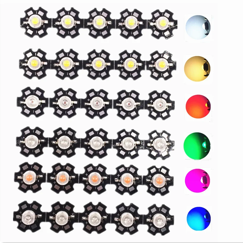 25pcs 3W Cree High Power LED Light-Emitting Diode LEDs Chip With Aluminum Star PCB Warm White Cold White Red Green Blue Yellow