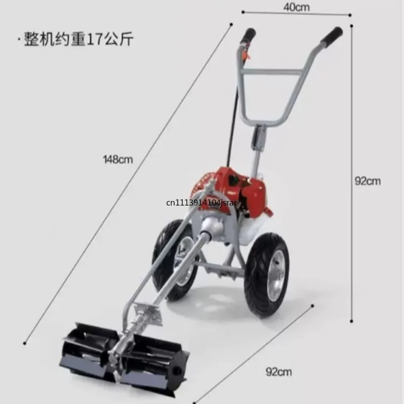Hand Push 2-Stroke Lawn Mower, Powered Land Reclamation & Soil Loosening Machine, Agricultural Farm Grass Cutting Equipment
