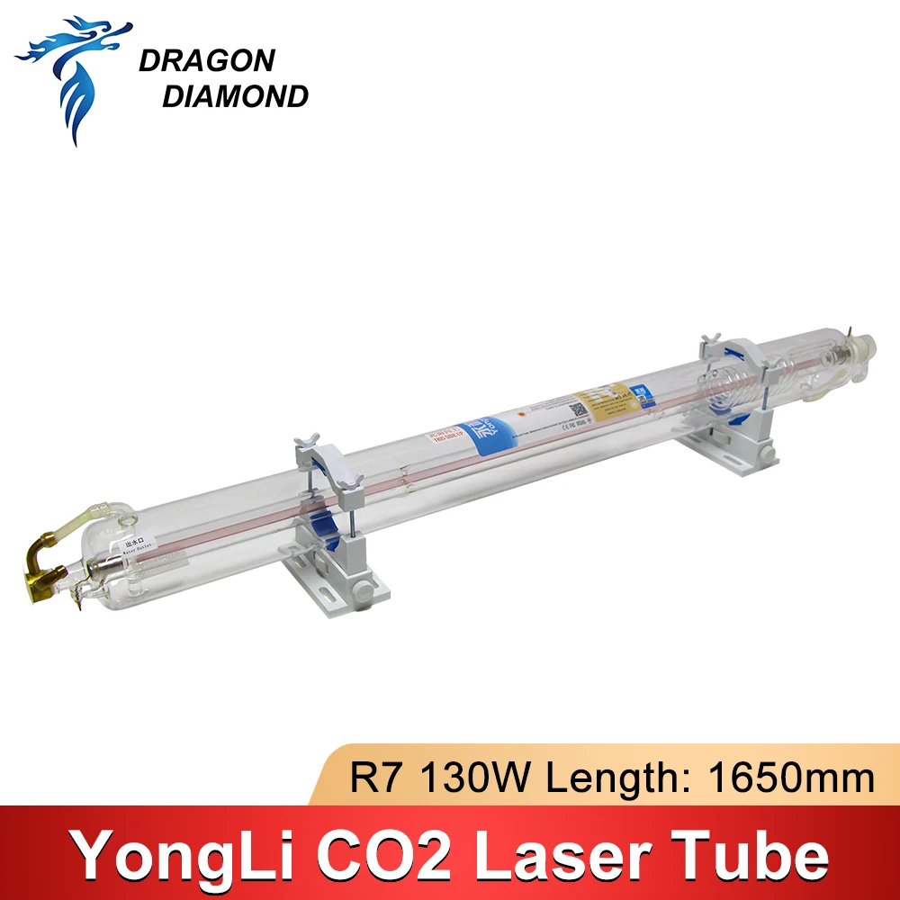 Yongli R7 130W-150W CO2 rura laserowa szklana fajka metalowa główka o długości 1650mm Dia.80mm dla maszyna do laserowego cięcia i grawerowania CO2