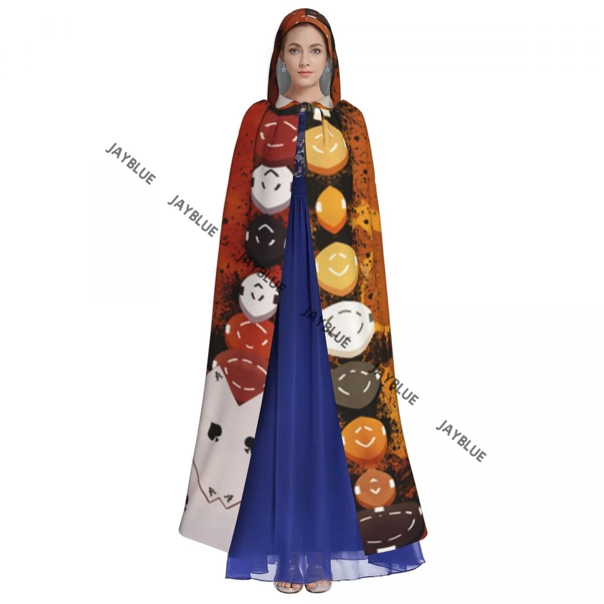 Hooded Cloak Unisex Cloak with Hood Abstract Casino And Poker Pattern Cloak Vampire Witch Cape Cosplay Costume