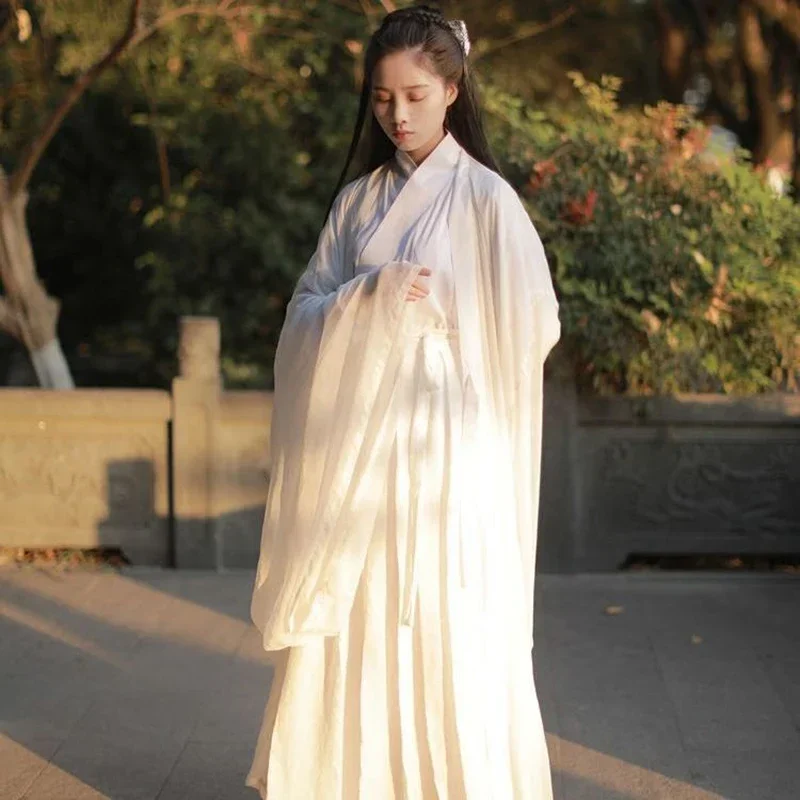 

Женское платье Hanfu большого размера 3XL, Женский костюм для косплея, летний костюм Hanfu, красное, синее, черное, белое платье