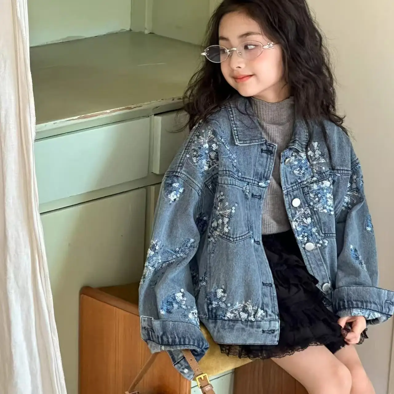 

Girls' Denim Jacket Spring Autumn 2026 New Style Children's Casual Jacket Top Super Cute Design Kids Fashion Outerwear