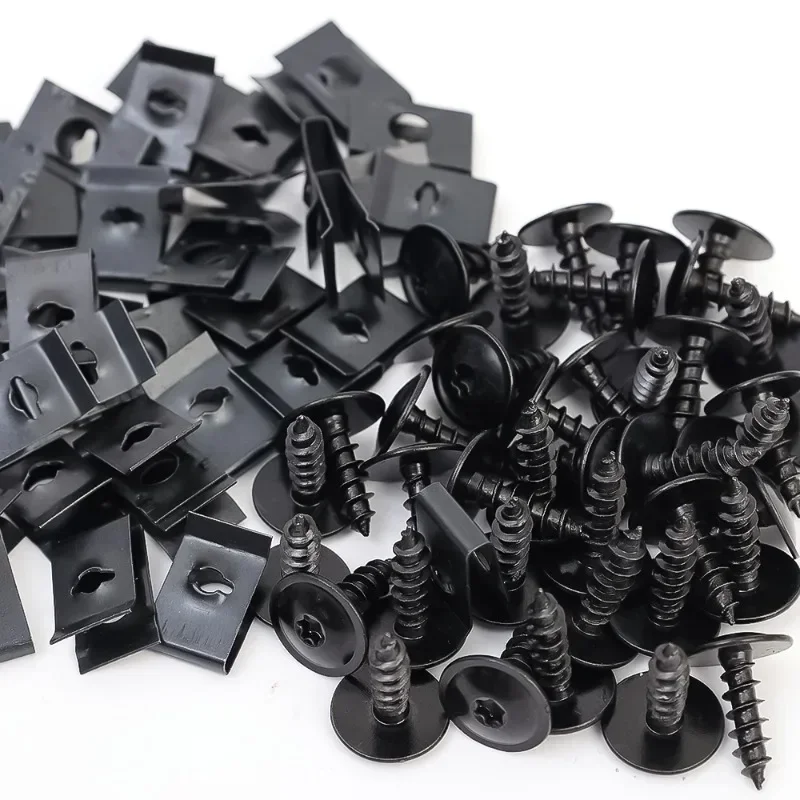 KJOY 100/50/10pcs U-Type Metal Clips with Screws for Car and Motorcycle Anti-Rust Tapping Fastener Assortment Set amagi image 5